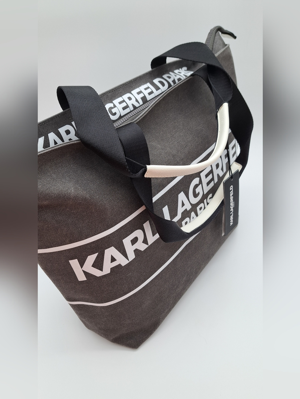 Karl Lagerfeld Paris Kristen Logo Tote Charcoal Grey - Picture 12 of 13